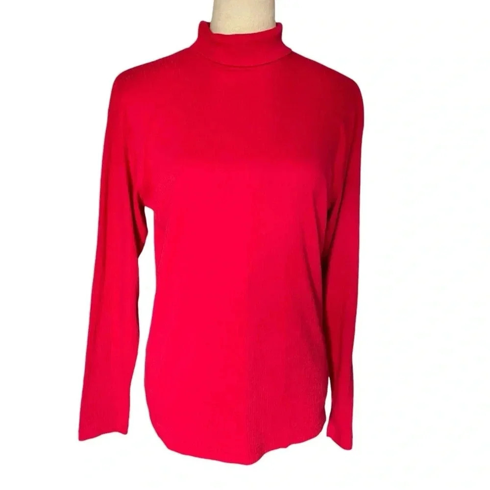 Bobbie Brooks Turtleneck Cotton Blend Ribbed Long Sleeve Sweater Women Size L